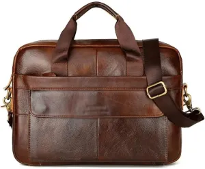 Messenger Bag, Men's Briefcase Laptop Messenger Bag for Mens Waterproof Vintage Genuine Leather Mens Briefcase Shoulder Bag