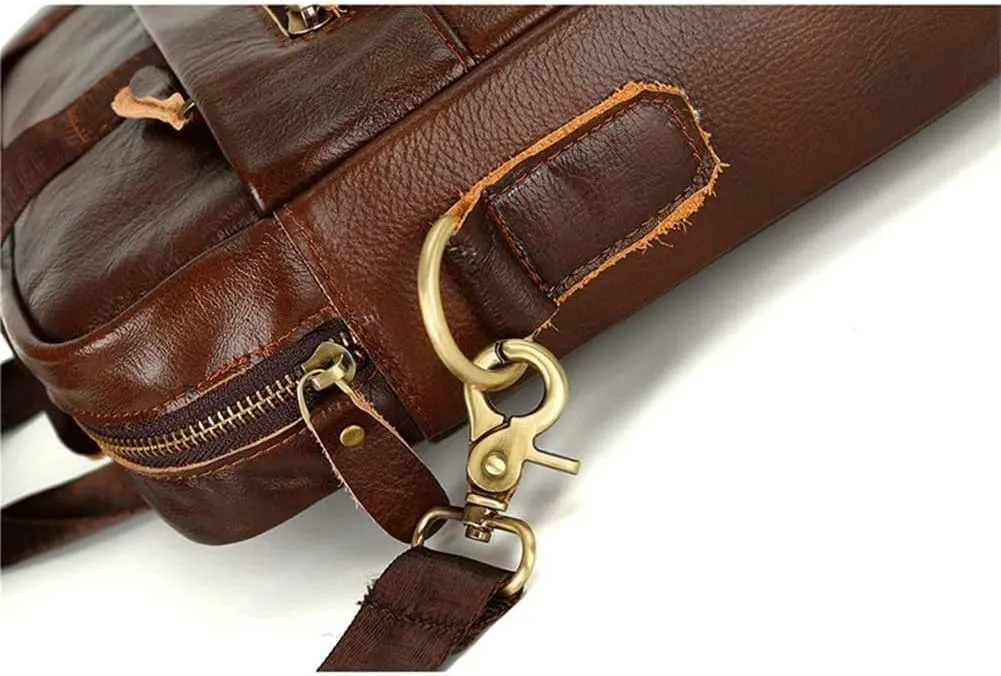 Messenger Bag, Men's Briefcase Laptop Messenger Bag for Mens Waterproof Vintage Genuine Leather Mens Briefcase Shoulder Bag