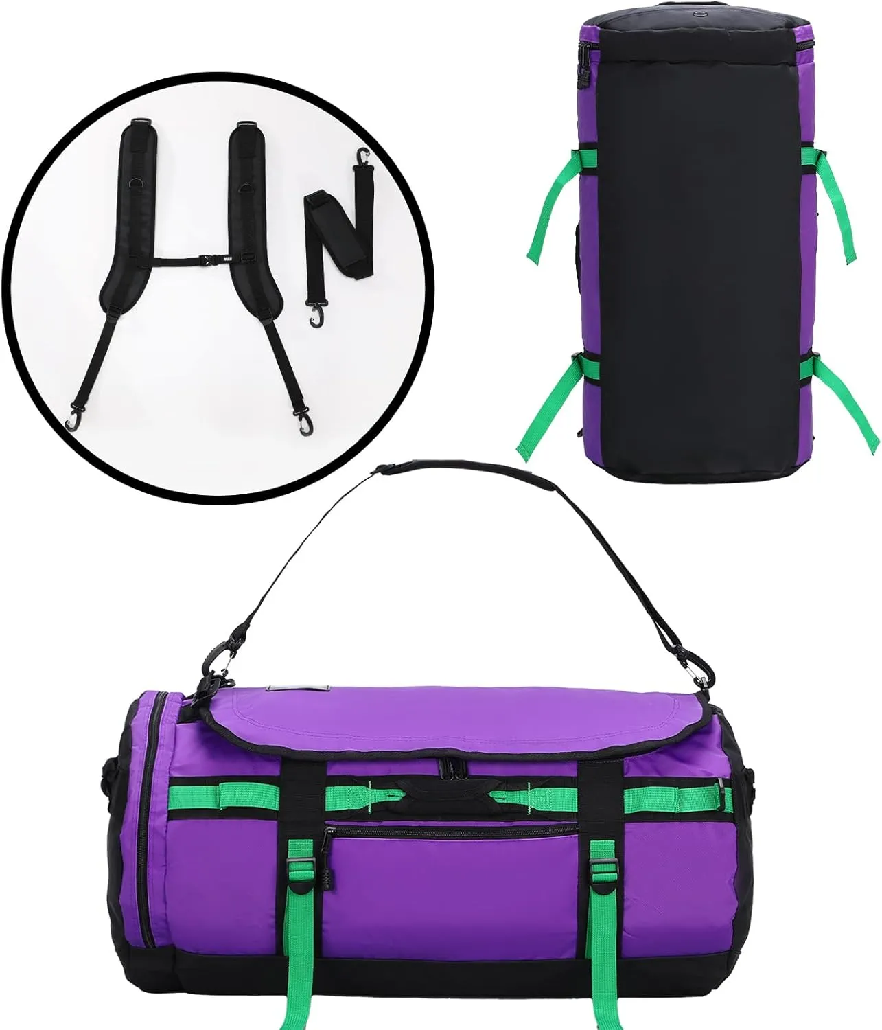 MIER Large Duffel Backpack Sports Gym Bag with Shoe Compartment, Heavy Duty and Water Resistant, Purple, 90L