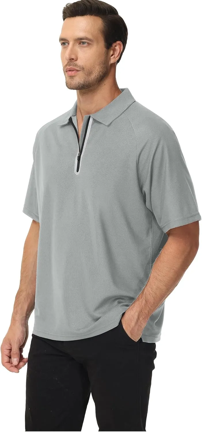 MOHEEN Golf Shirts for Men Lightweight Dry Fit Print Moisture Wicking Performance Short Sleeve Sports Polo Shirt