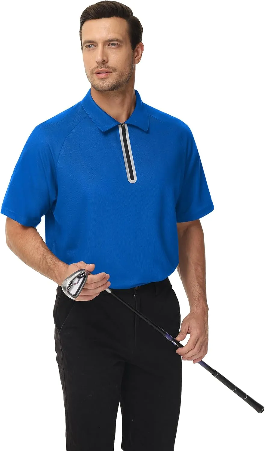 MOHEEN Golf Shirts for Men Lightweight Dry Fit Print Moisture Wicking Performance Short Sleeve Sports Polo Shirt