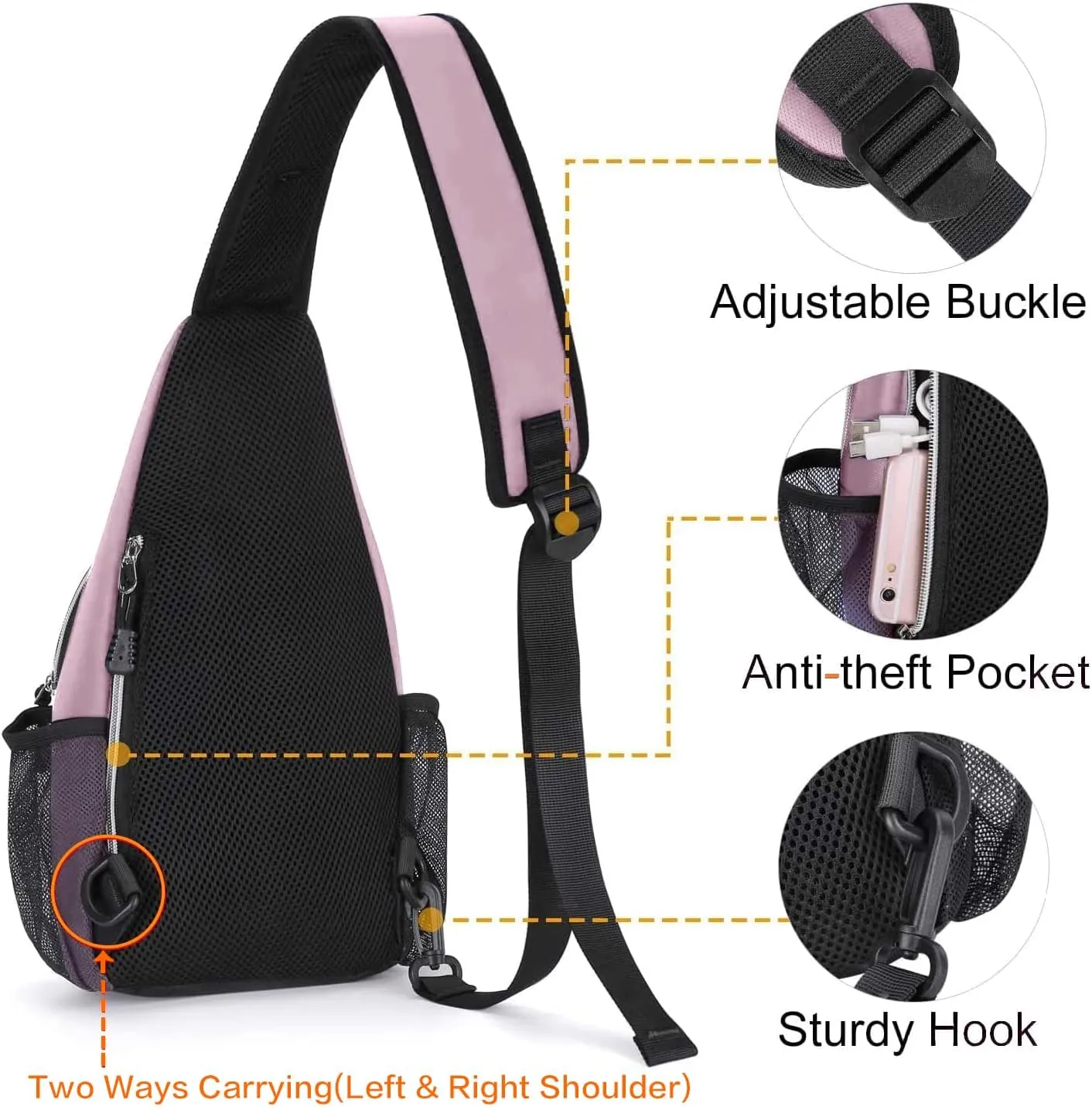 MOSISO Mini Sling Backpack,Small Hiking Daypack Travel Outdoor Casual Sports Bag
