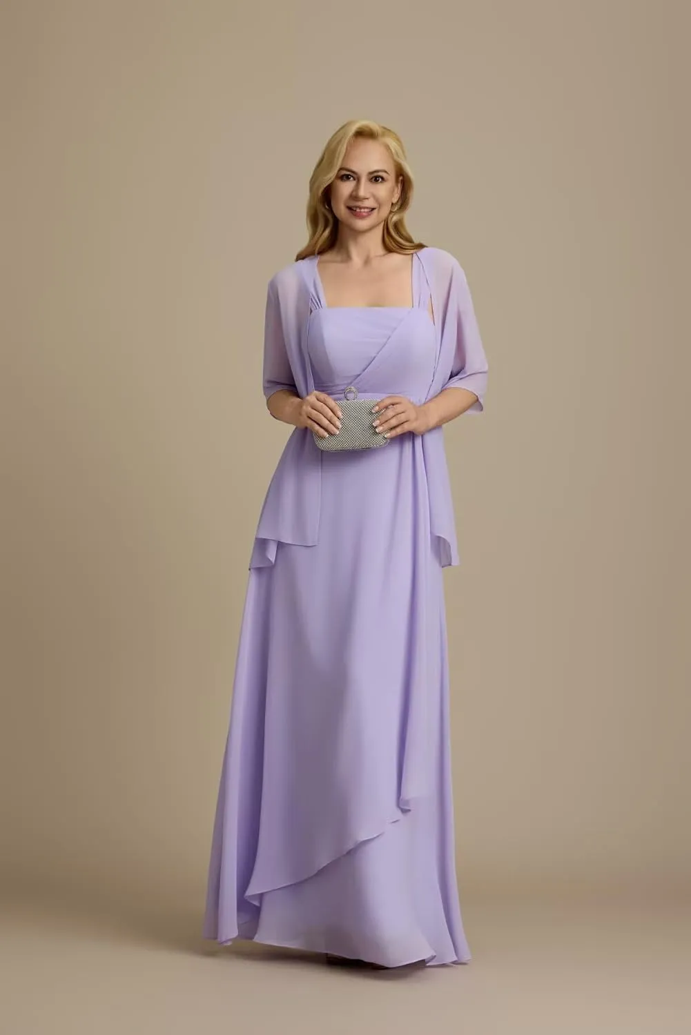 Mother of The Bride 2 Piece Dresses with Jacket Long 2025 Pleated Chiffon Formal Evening Gowns
