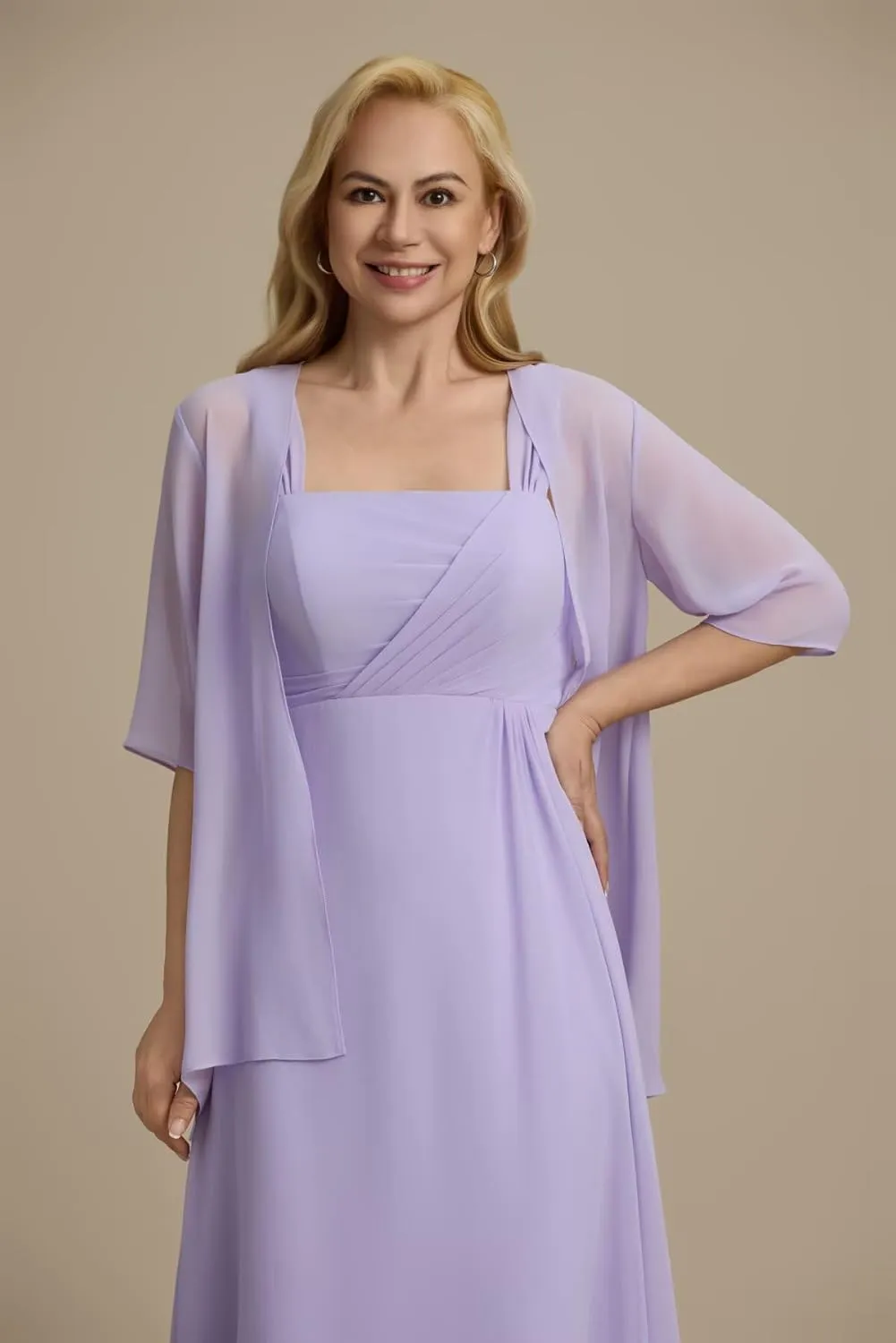 Mother of The Bride 2 Piece Dresses with Jacket Long 2025 Pleated Chiffon Formal Evening Gowns