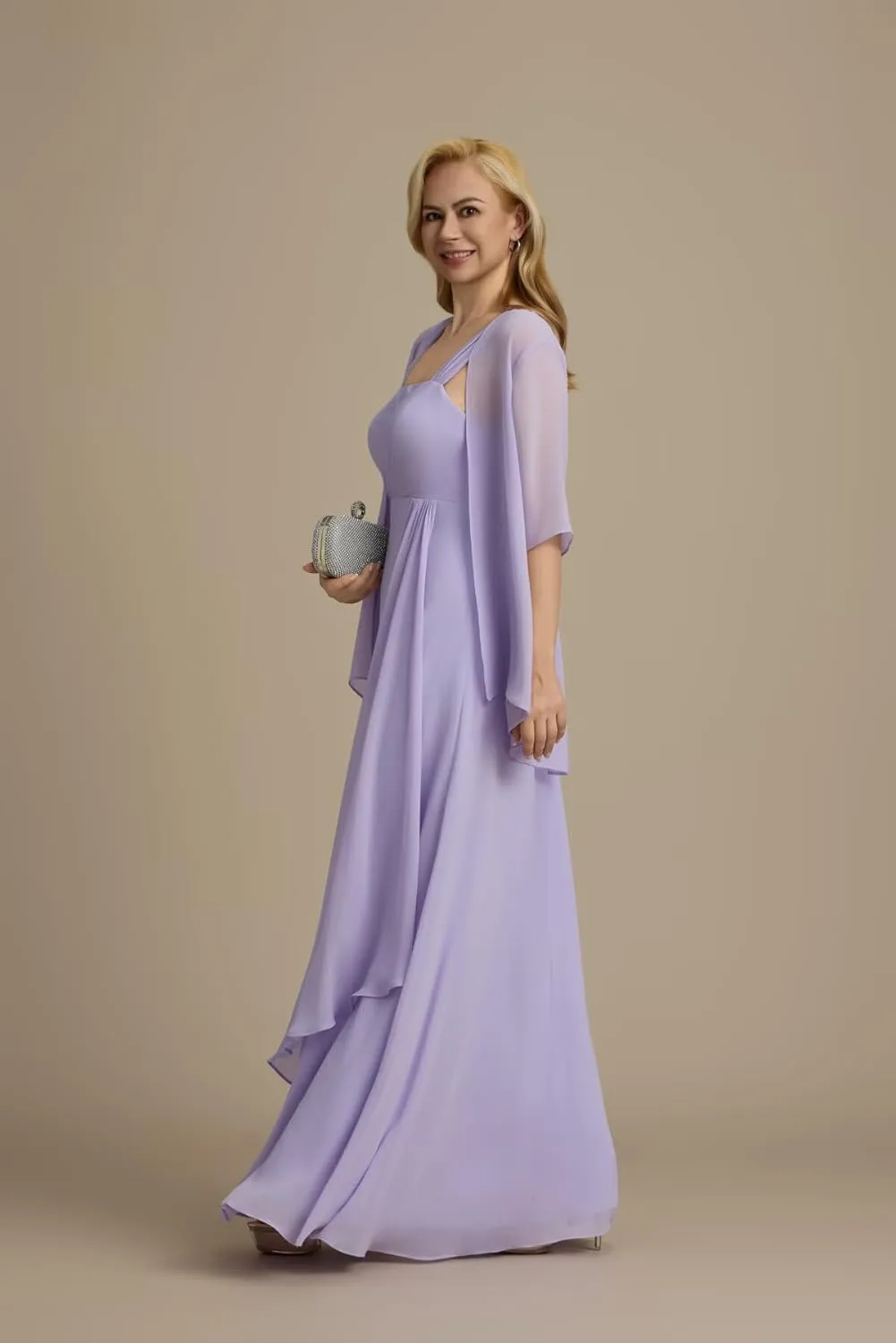 Mother of The Bride 2 Piece Dresses with Jacket Long 2025 Pleated Chiffon Formal Evening Gowns