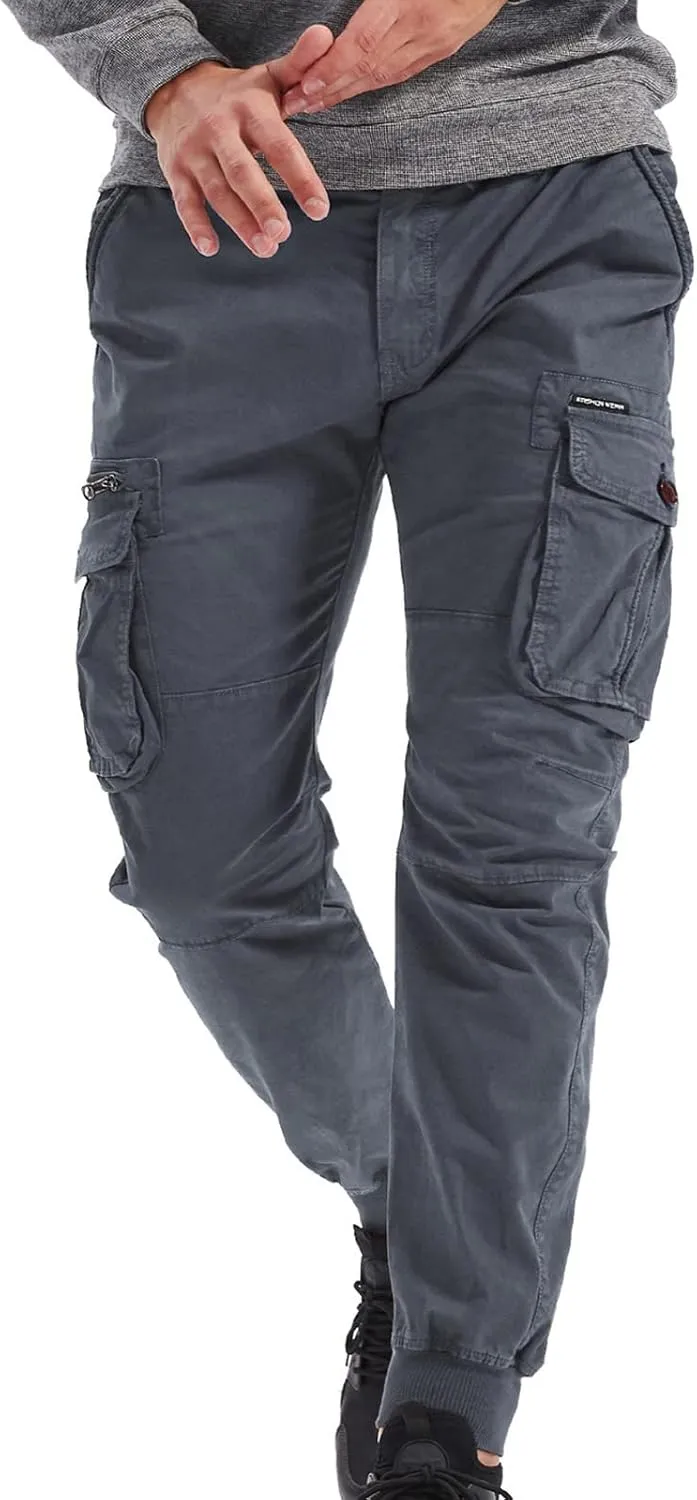 Muscularfit Men Sweatpants Cotton Drawstring Multi Pockets Cargo Pants for Men Outdoor Fashion Casual Joggers Athletic Pants