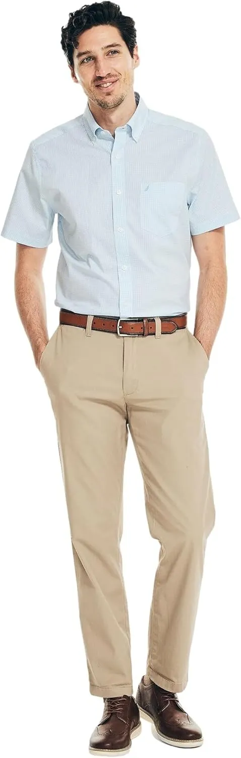 Nautica Men's Classic Fit Wrinkle Resistant Seashore Plaid Short Sleeve Shirt