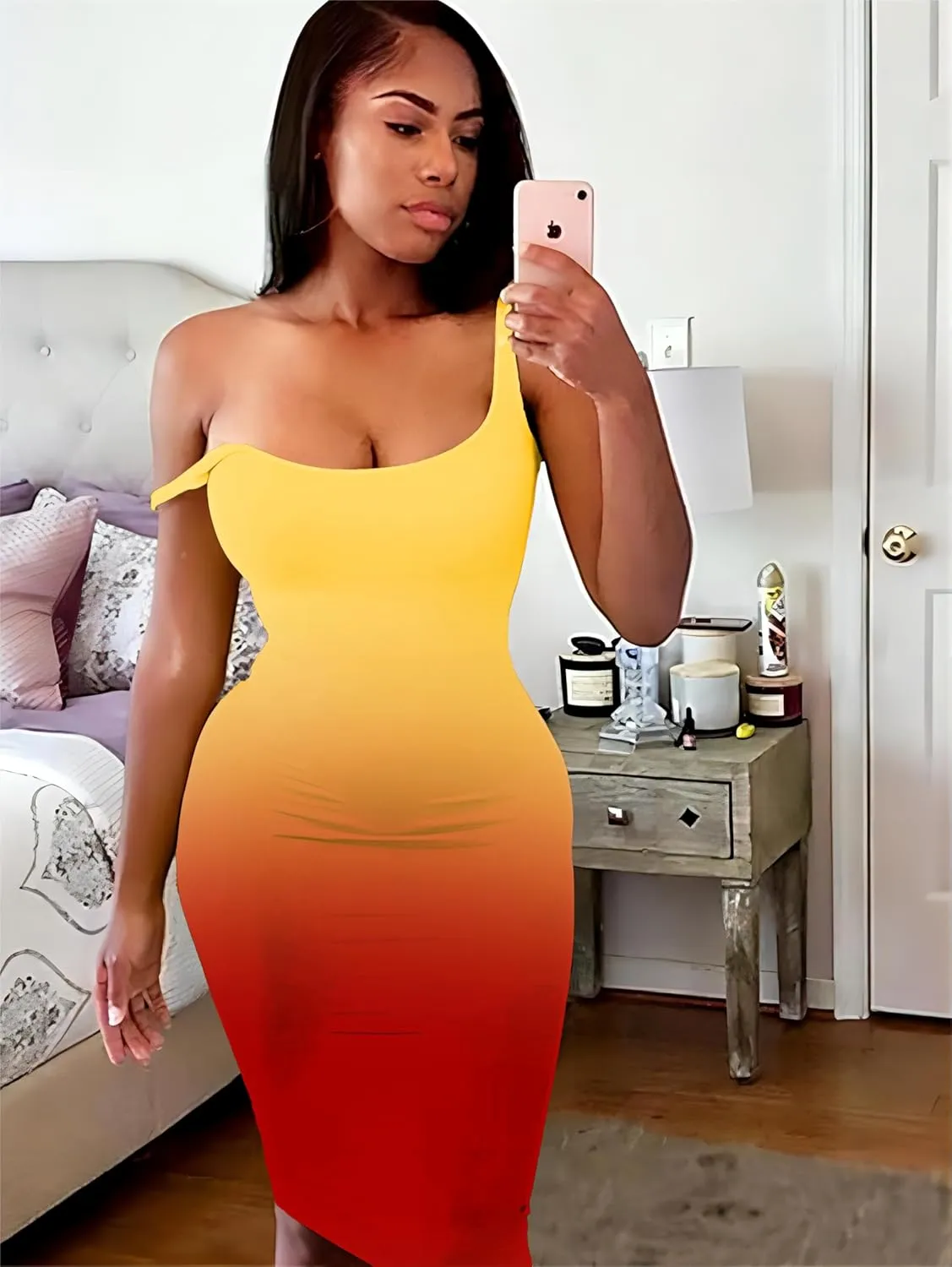 Nimsruc Women Casual Sexy Tank Top Bodycon Dress Summer Pencil Sleeveless Basic Midi Club Dresses