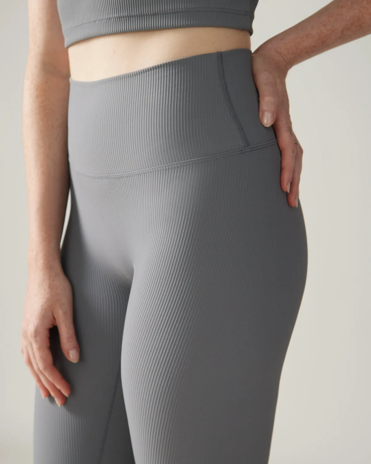 North Star Rib Soft Compression Legging - Stone Grey