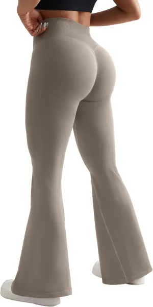 OMKAGI Butt Lifting Flare Leggings for Women Tummy Control Wide Leg Flared Yoga Pants