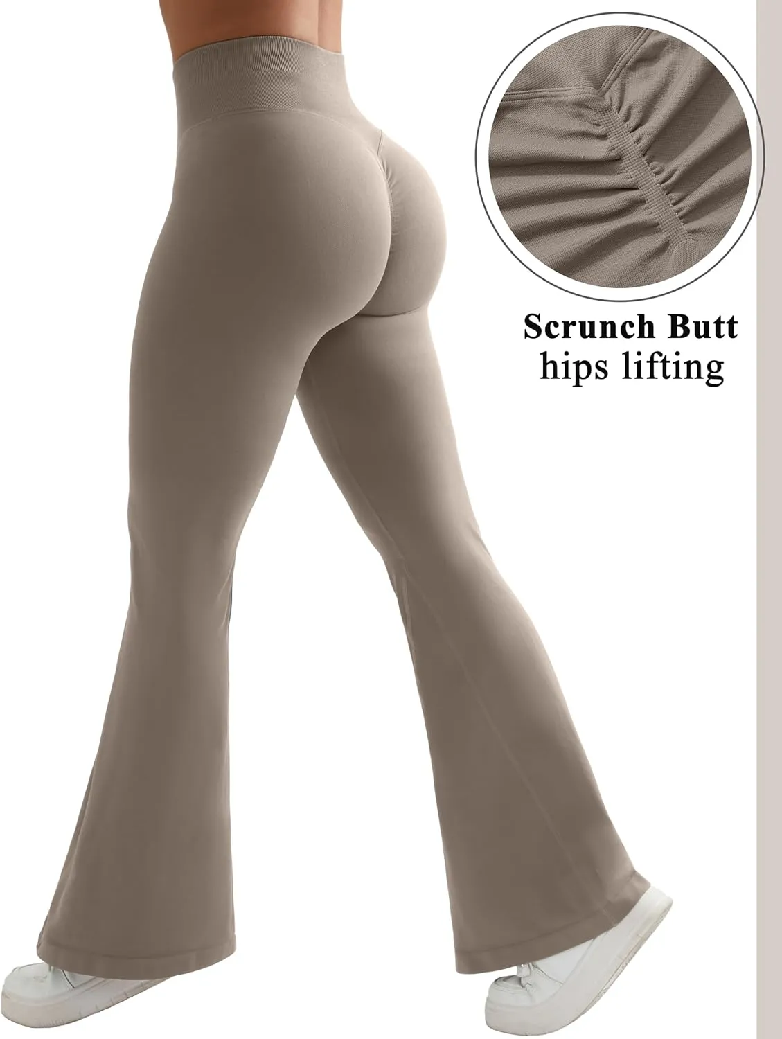 OMKAGI Butt Lifting Flare Leggings for Women Tummy Control Wide Leg Flared Yoga Pants