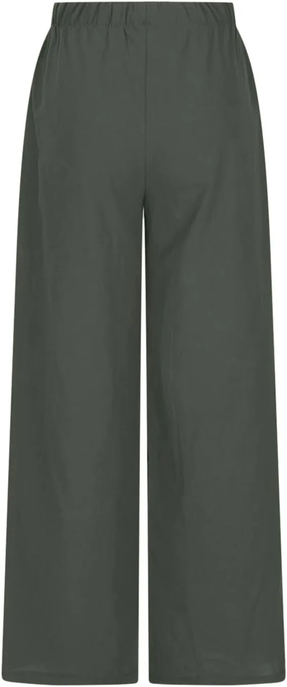 Oplxuo Women's Cotton Linen Palazzo Pants Summer Flowy Wide Leg Beach Trousers Drawstring Stretchy Lounge Pants with Pockets