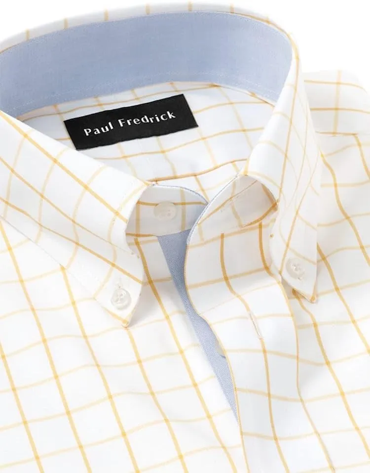 Paul Fredrick Men's Classic Fit Comfort Stretch Non-Iron Check Dress Shirt