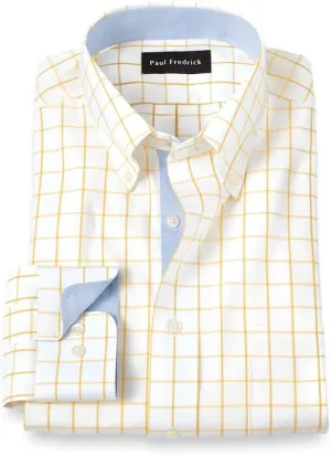 Paul Fredrick Men's Classic Fit Comfort Stretch Non-Iron Check Dress Shirt