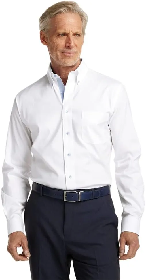 Paul Fredrick Men's Classic Fit Comfort Stretch Non-Iron Solid Dress Shirt