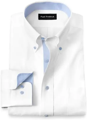 Paul Fredrick Men's Classic Fit Comfort Stretch Non-Iron Solid Dress Shirt