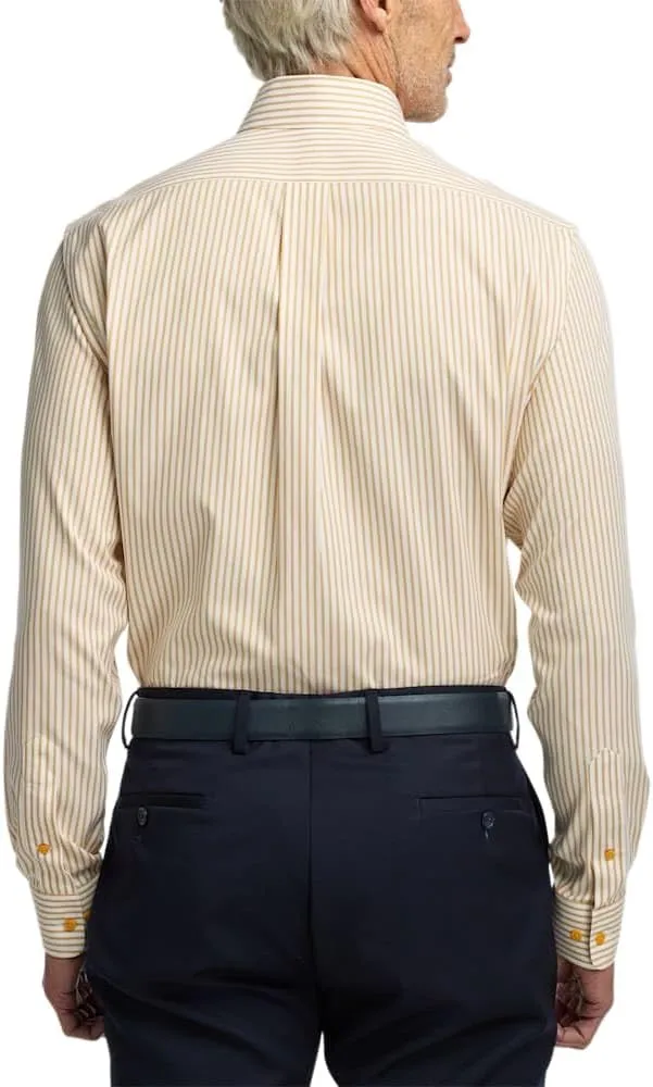 Paul Fredrick Men's Classic Fit Comfort Stretch Non-Iron Stripe Dress Shirt