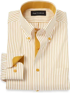 Paul Fredrick Men's Classic Fit Comfort Stretch Non-Iron Stripe Dress Shirt