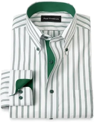 Paul Fredrick Men's Classic Fit Comfort Stretch Non-Iron Stripe Dress Shirt