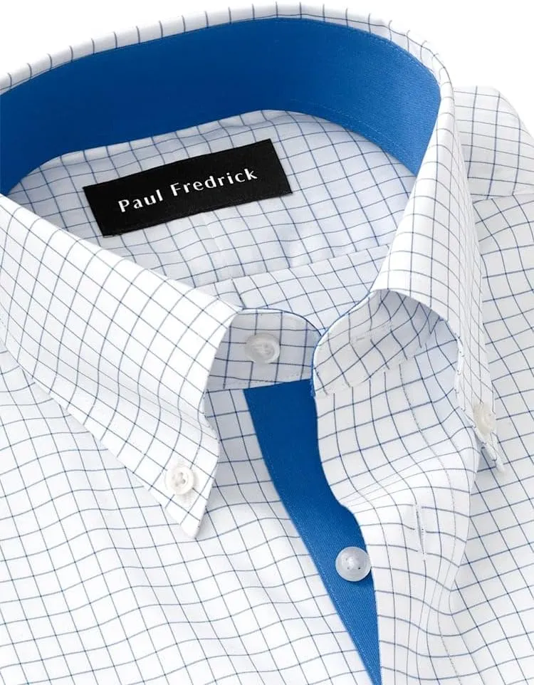 Paul Fredrick Men's Classic Fit Non-Iron Cotton Check Dress Shirt