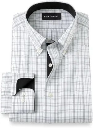 Paul Fredrick Men's Classic Fit Non-Iron Cotton Check Dress Shirt
