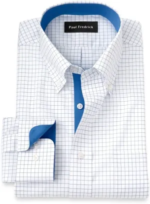 Paul Fredrick Men's Classic Fit Non-Iron Cotton Check Dress Shirt