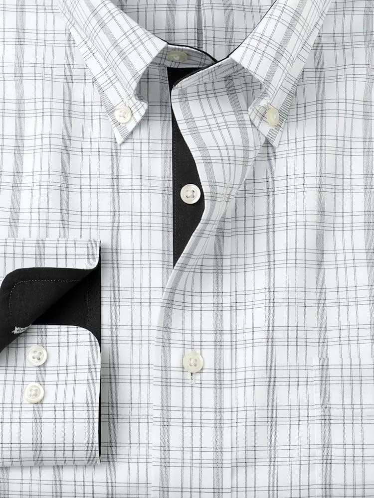 Paul Fredrick Men's Classic Fit Non-Iron Cotton Check Dress Shirt
