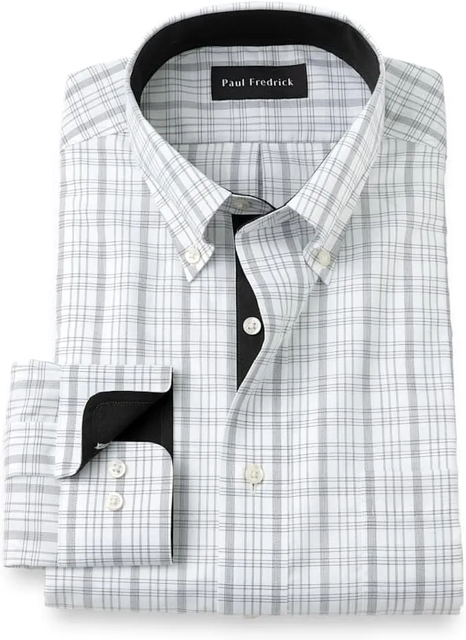 Paul Fredrick Men's Classic Fit Non-Iron Cotton Check Dress Shirt