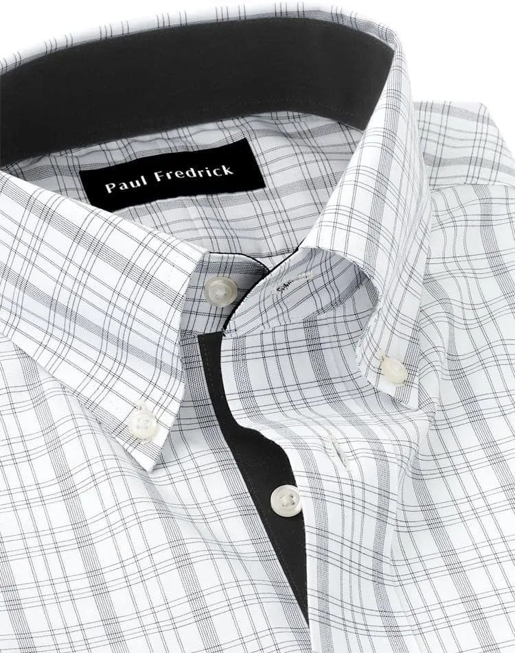 Paul Fredrick Men's Classic Fit Non-Iron Cotton Check Dress Shirt