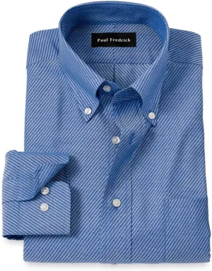Paul Fredrick Men's Classic Fit Non-Iron Cotton Diagonal Stripe Dress Shirt