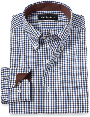 Paul Fredrick Men's Classic Fit Non-Iron Cotton Gingham Dress Shirt
