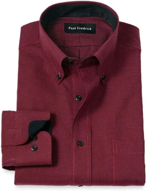 Paul Fredrick Men's Classic Fit Non-Iron Cotton Houndstooth Dress Shirt