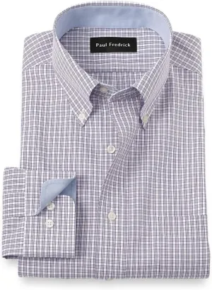 Paul Fredrick Men's Classic Fit Non-Iron Cotton Plaid Dress Shirt