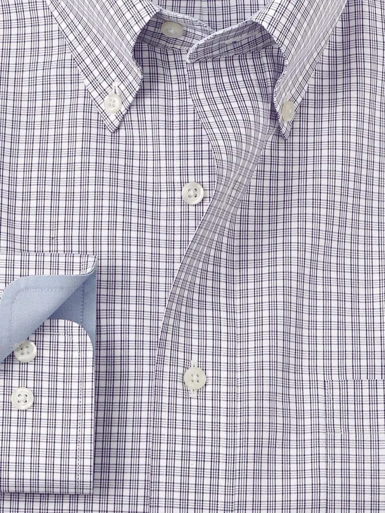 Paul Fredrick Men's Classic Fit Non-Iron Cotton Plaid Dress Shirt