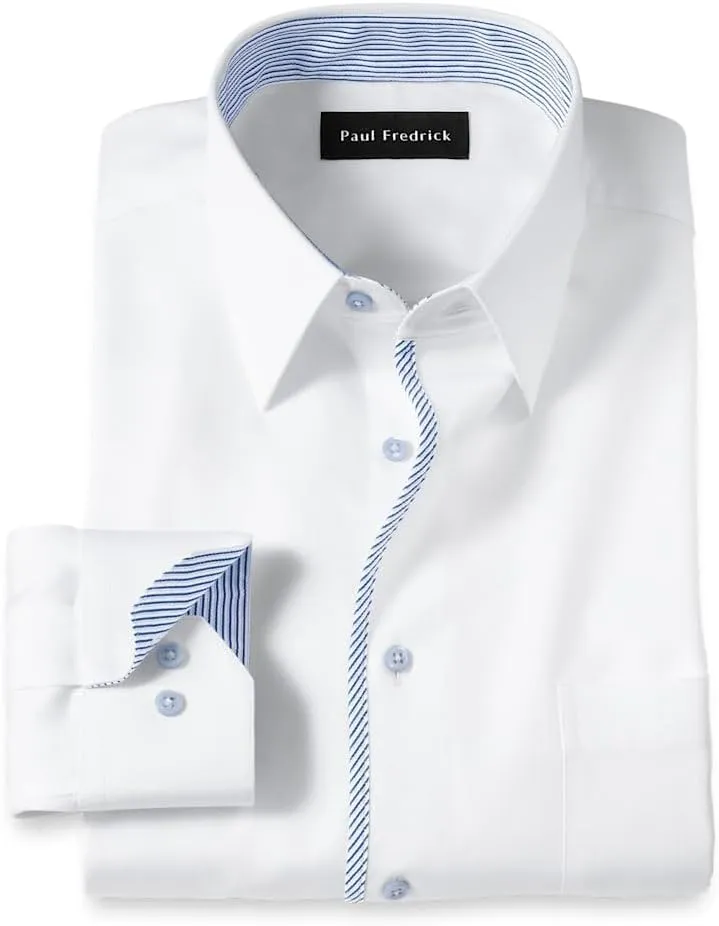 Paul Fredrick Men's Classic Fit Non-Iron Cotton Solid Dress Shirt