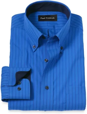 Paul Fredrick Men's Classic Fit Non-Iron Cotton Stripe Dress Shirt