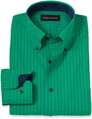 Paul Fredrick Men's Classic Fit Non-Iron Cotton Stripe Dress Shirt