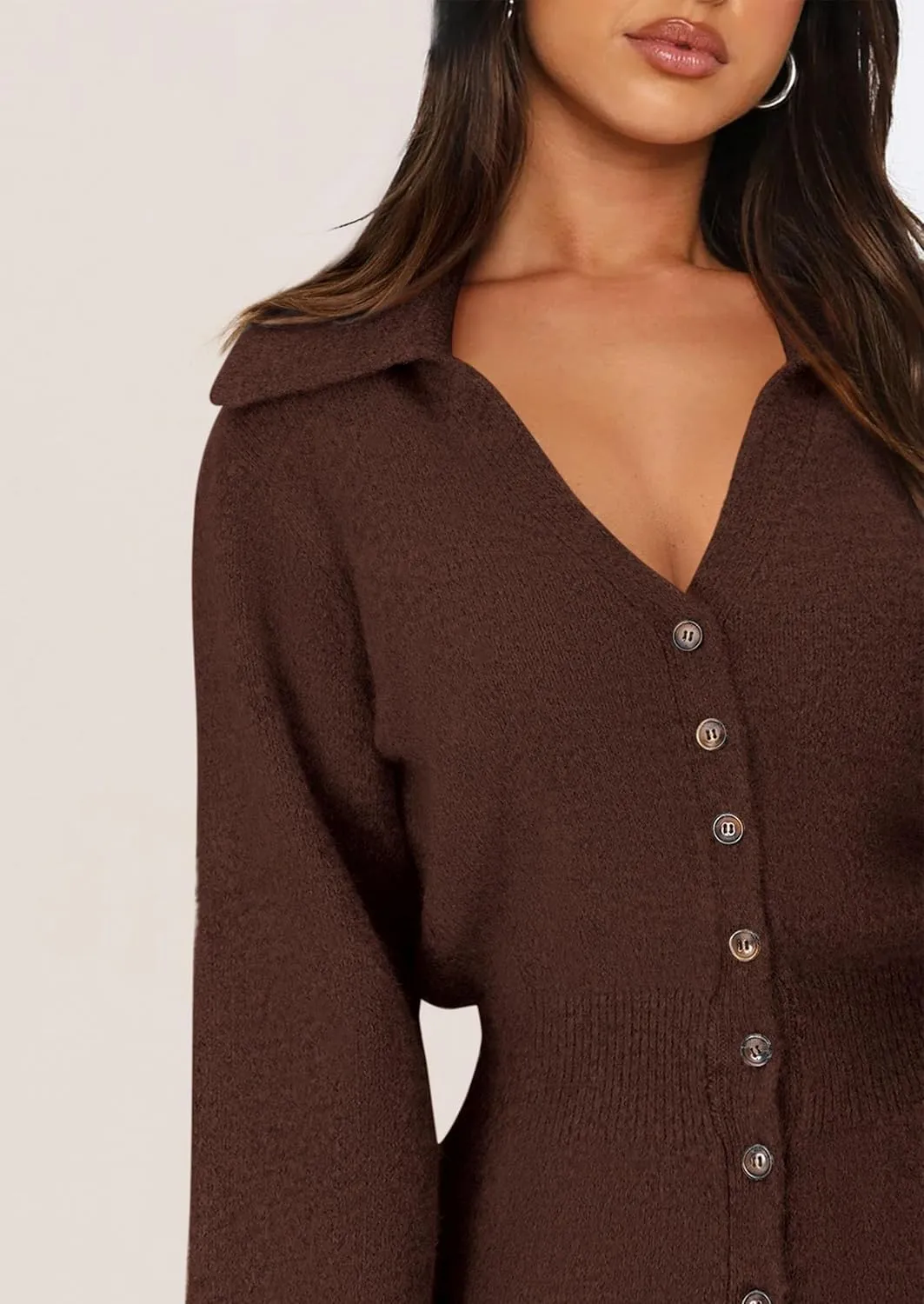 PRETTYGARDEN Sweater Dresses for Women 2025 Trendy Long Sleeve Button Down Short Spring Dress