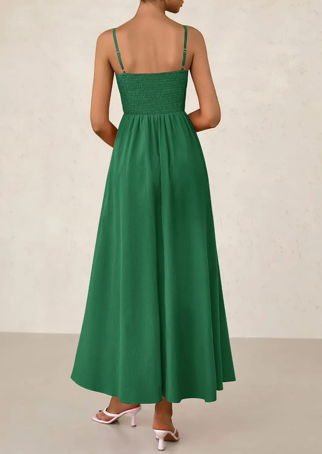 PRETTYGARDEN Women's 2025 Summer Maxi Dresses Beach Sundress Casual Spaghetti Strap Smocked Swing A Line Long Flowy Dress