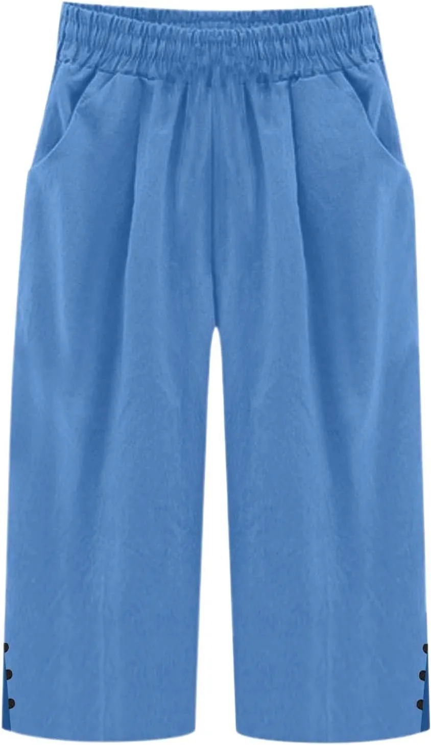 PTOLOCIF Petite Linen Pants for Women Wide Leg Pants Casual Loose Drawstring Pant Summer Palazzo Harem Trousers with Pockets