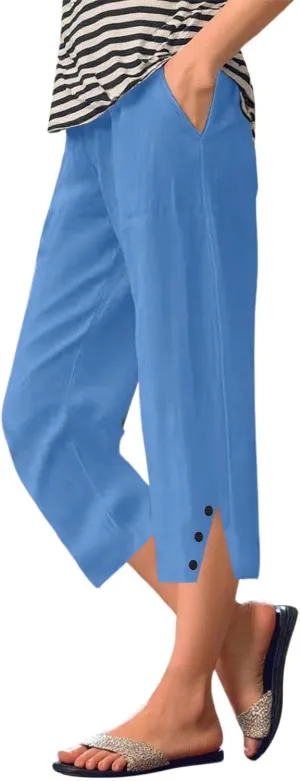 PTOLOCIF Petite Linen Pants for Women Wide Leg Pants Casual Loose Drawstring Pant Summer Palazzo Harem Trousers with Pockets