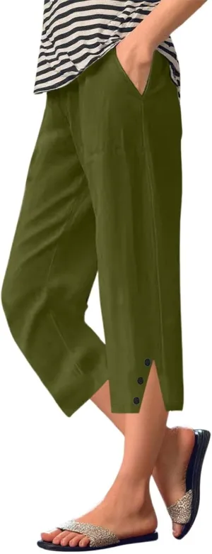 PTOLOCIF Petite Linen Pants for Women Wide Leg Pants Casual Loose Drawstring Pant Summer Palazzo Harem Trousers with Pockets