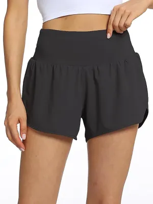 Rrosseyz Running Shorts for Womens with Liner High Waisted Lightweight Athletic Shorts with Pockets for Workout Gym Outdoor