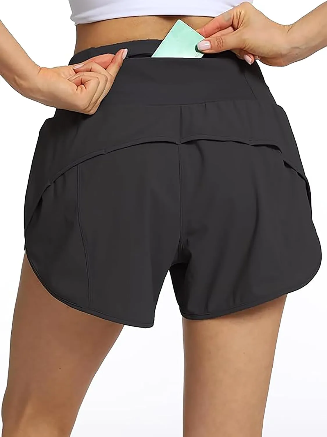 Rrosseyz Running Shorts for Womens with Liner High Waisted Lightweight Athletic Shorts with Pockets for Workout Gym Outdoor