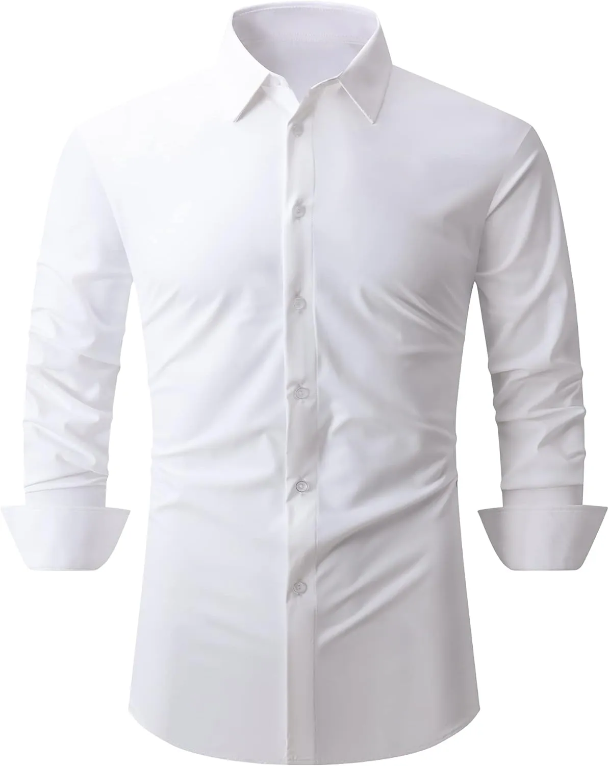 SAMERM Mens Dress Shirt Wrinkle Free Moisture Wicking 4-Way High Stretch Super Soft Casual Button Down Shirts