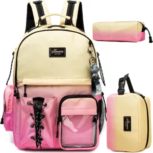 School Backpack for Teens Girls Casual Backpack with Lunch Box Travel Backpack for Kids Middle School Bag for Teens High Students Book Bag