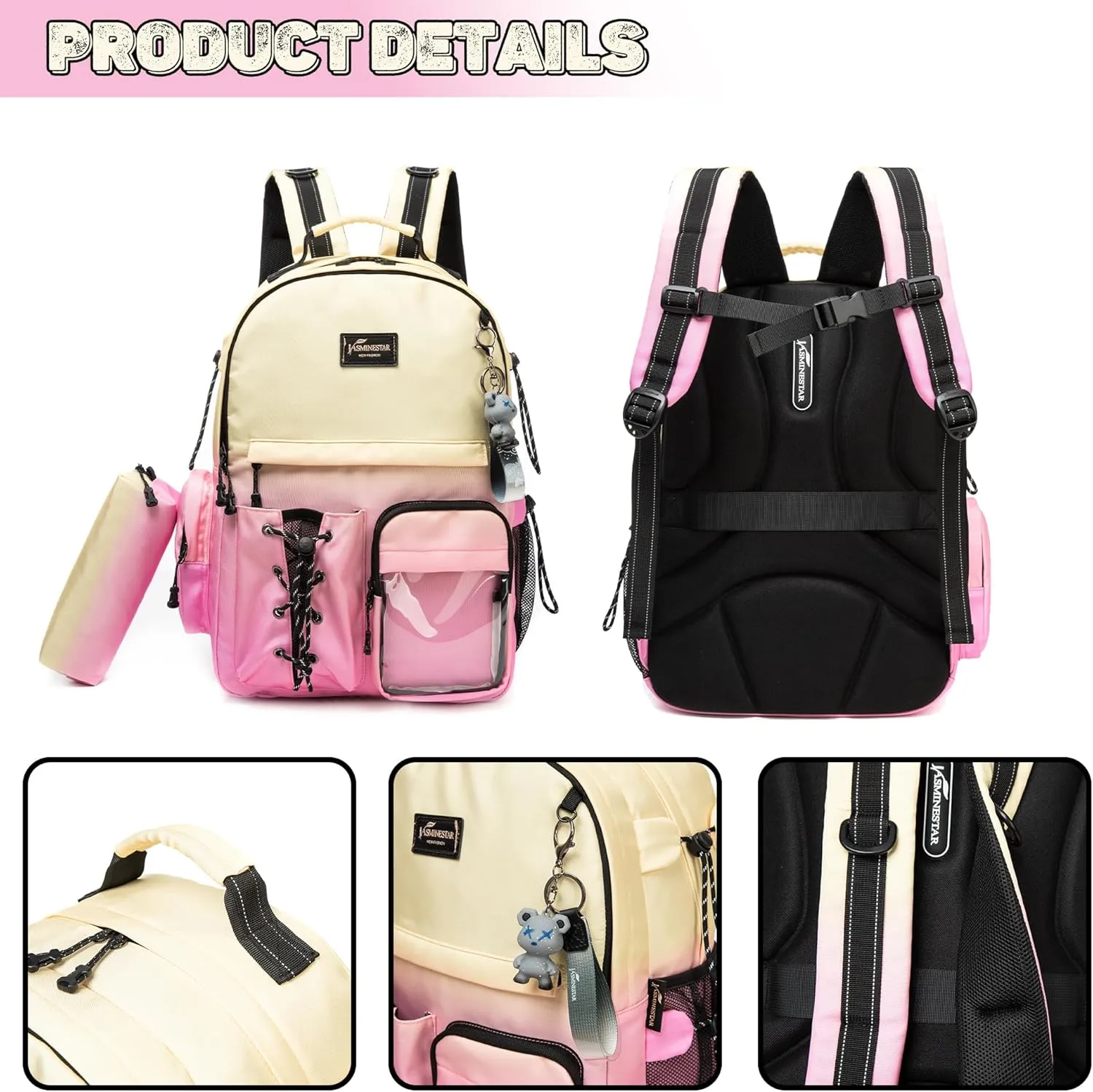 School Backpack for Teens Girls Casual Backpack with Lunch Box Travel Backpack for Kids Middle School Bag for Teens High Students Book Bag