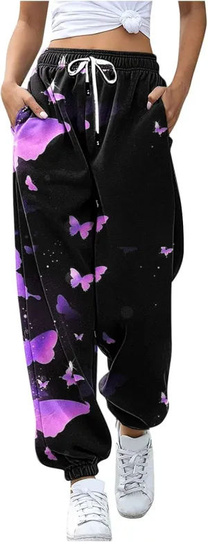 sdbrld Wide Leg Sweatpants Women Casual 3D Novelty Printed Ladies Sweatpants High Waist Warm Bottoming Pants Lounge Trousers