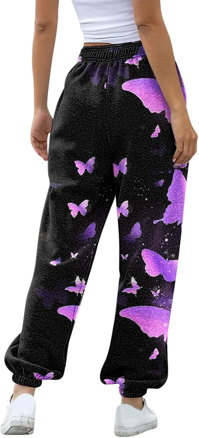 sdbrld Wide Leg Sweatpants Women Casual 3D Novelty Printed Ladies Sweatpants High Waist Warm Bottoming Pants Lounge Trousers