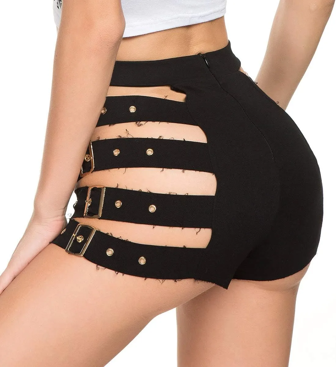 Sexy Shorts for Women Black Goth Shorts White Cut Off Hot Pants High Waisted Booty Clubwear Rave Stripper Outfits